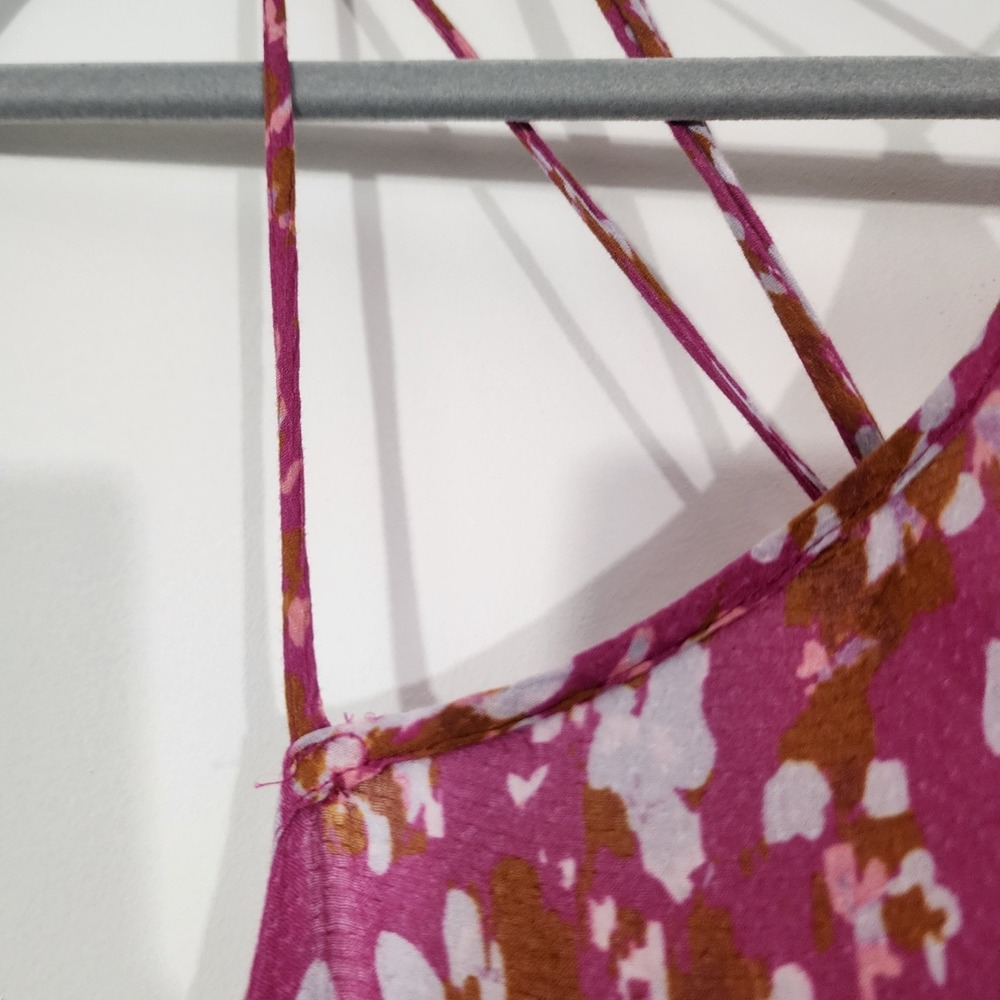 Anthropologie Pink Floral Mini Dress with Crisscross Straps - Picture 6 of 13